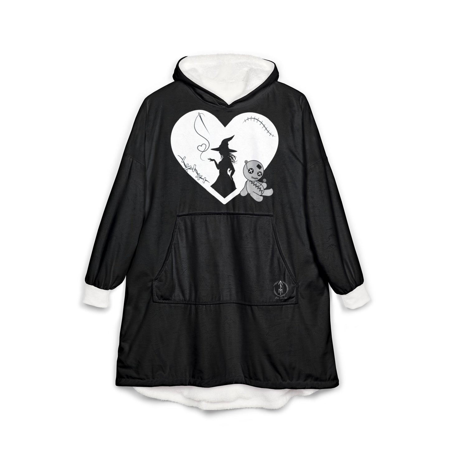 Stitched Heart, Black, Hooded Blanket