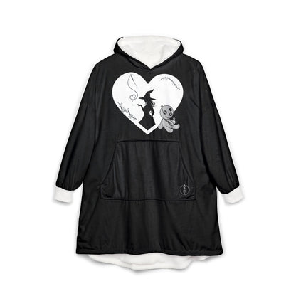 Stitched Heart, Black, Hooded Blanket