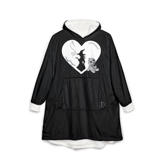 Stitched Heart, Black, Hooded Blanket