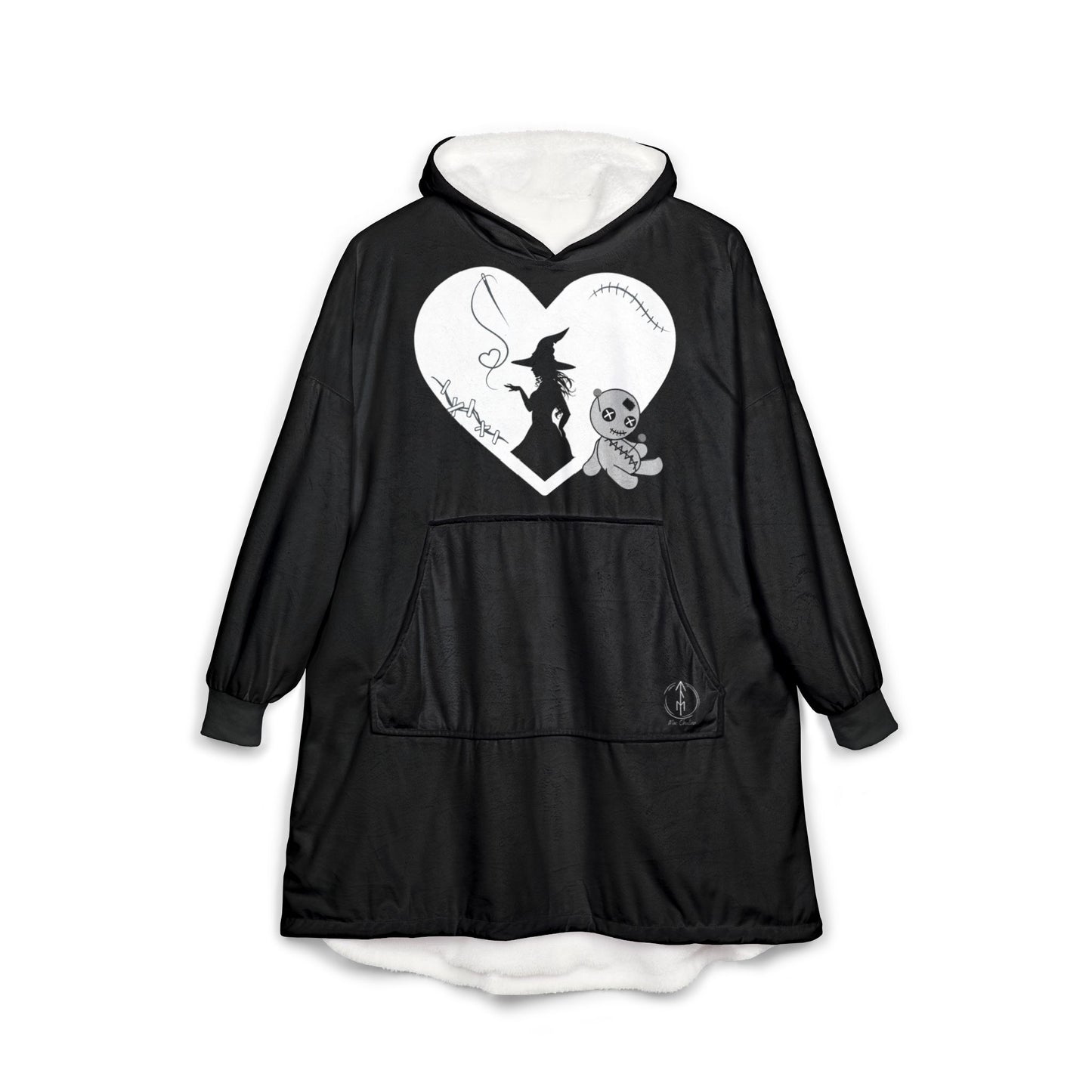 Stitched Heart, Black, Hooded Blanket