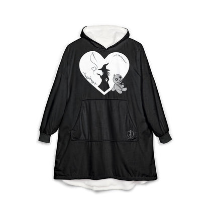 Stitched Heart, Black, Hooded Blanket