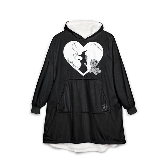 Stitched Heart, Black, Hooded Blanket