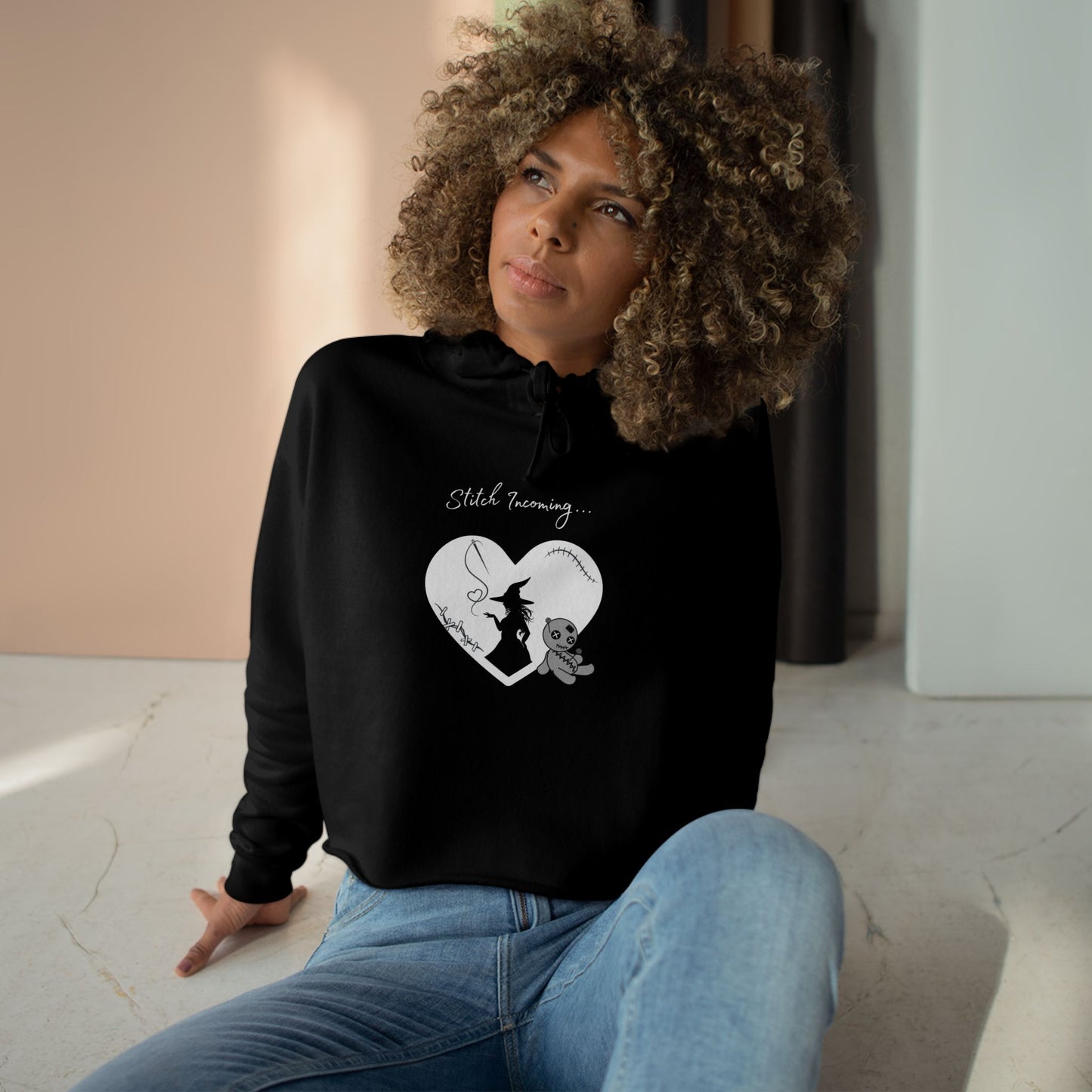 Stitch Incoming, Crop Hoodie